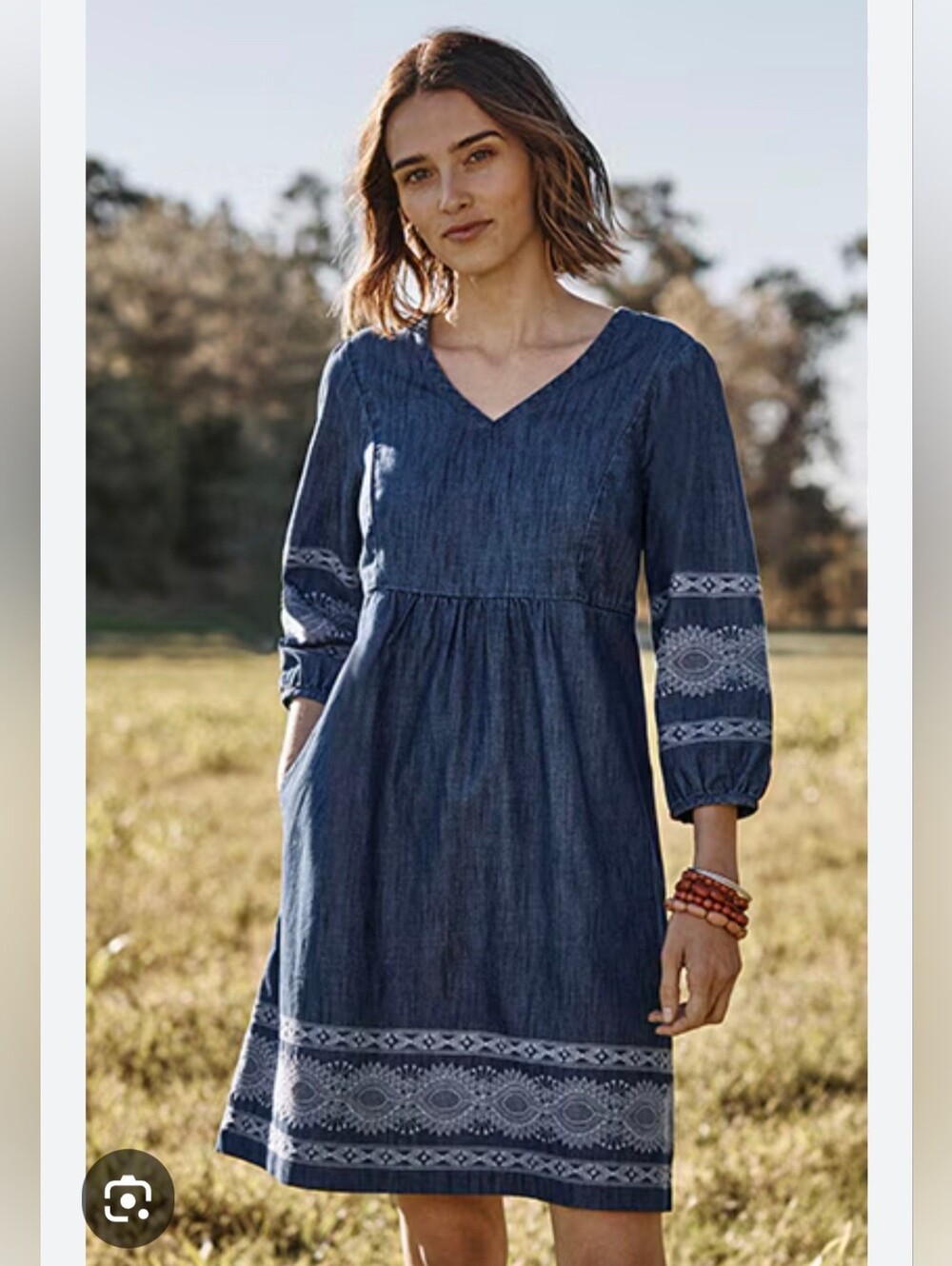 JJill Denim Embroidered Dress S